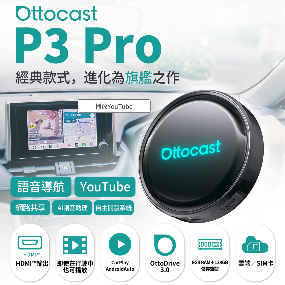 OttoAibox P3 Pro 旗艦版無線CarPlay / Android Auto 安卓盒子