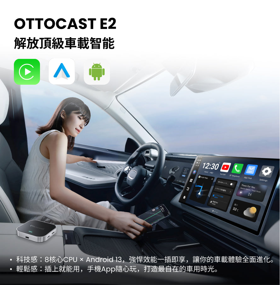OTTOAIBOX E2 無線CarPlay/Android Auto 安卓盒子