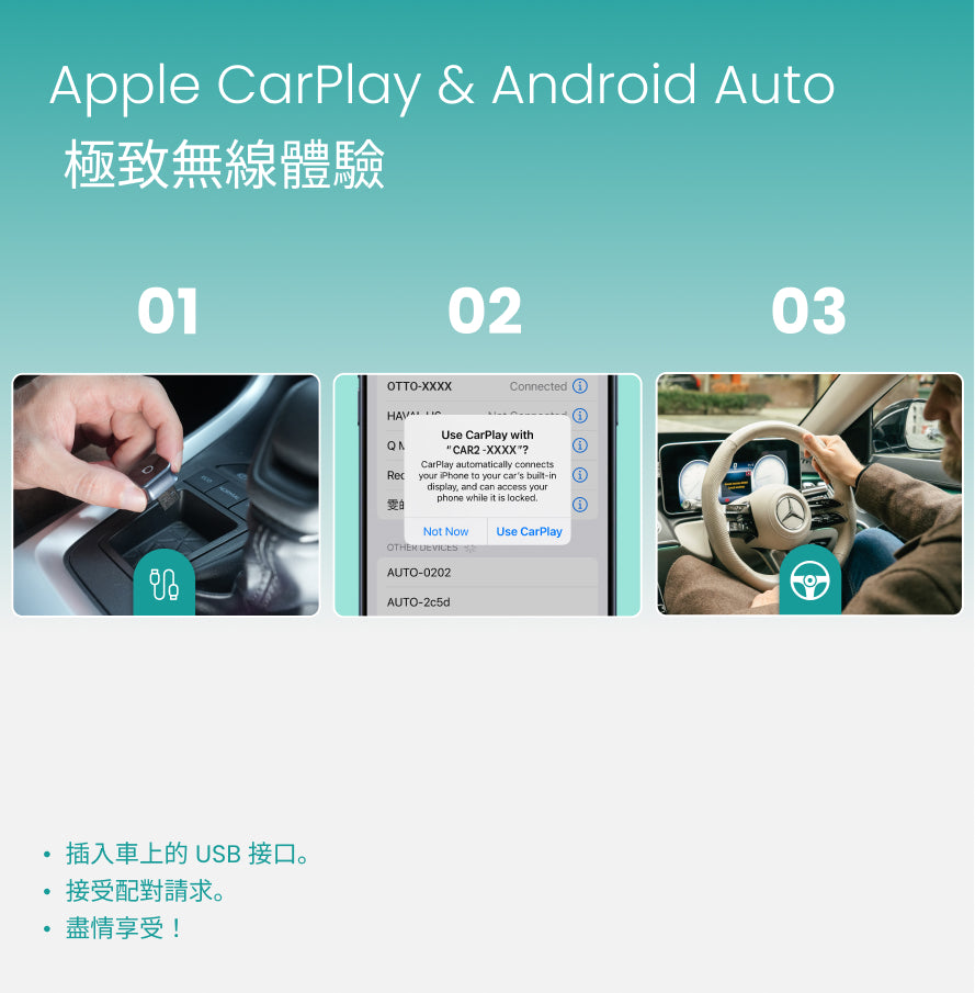 Mini Cube 3.0無線CarPlay/Android Auto二合一轉接器